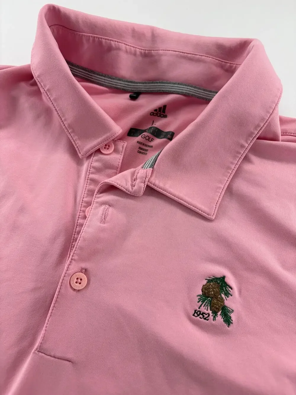Adidas Golf Polo Men's L Pink Embroidered Pine Lake EUC